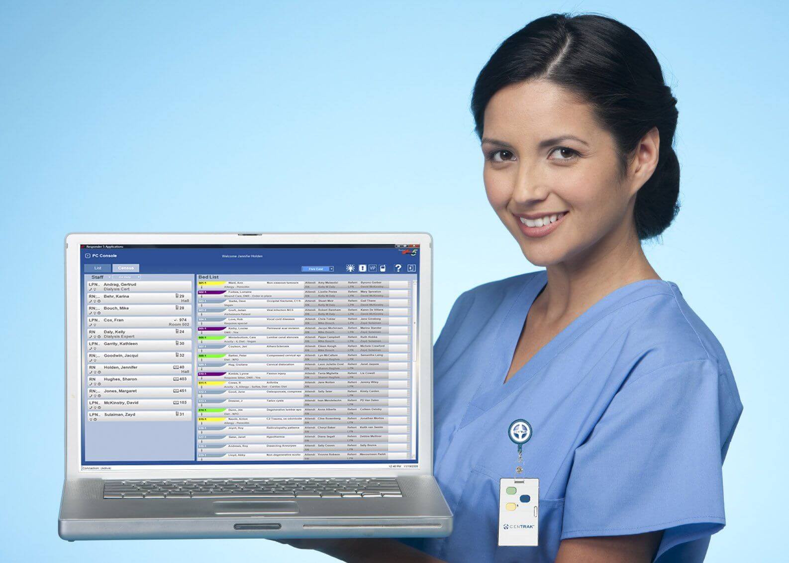 Nurse holding a laptop